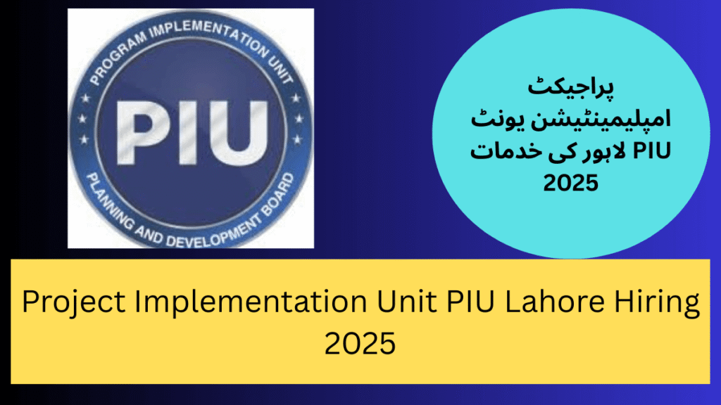 Project Implementation Unit PIU Lahore Hiring 2025